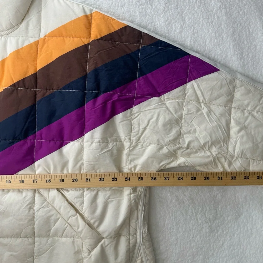 Free People x Hatch Multicolored Ivory Chevron Combo Maternity Puffer Jacket S - Picture 3 of 16